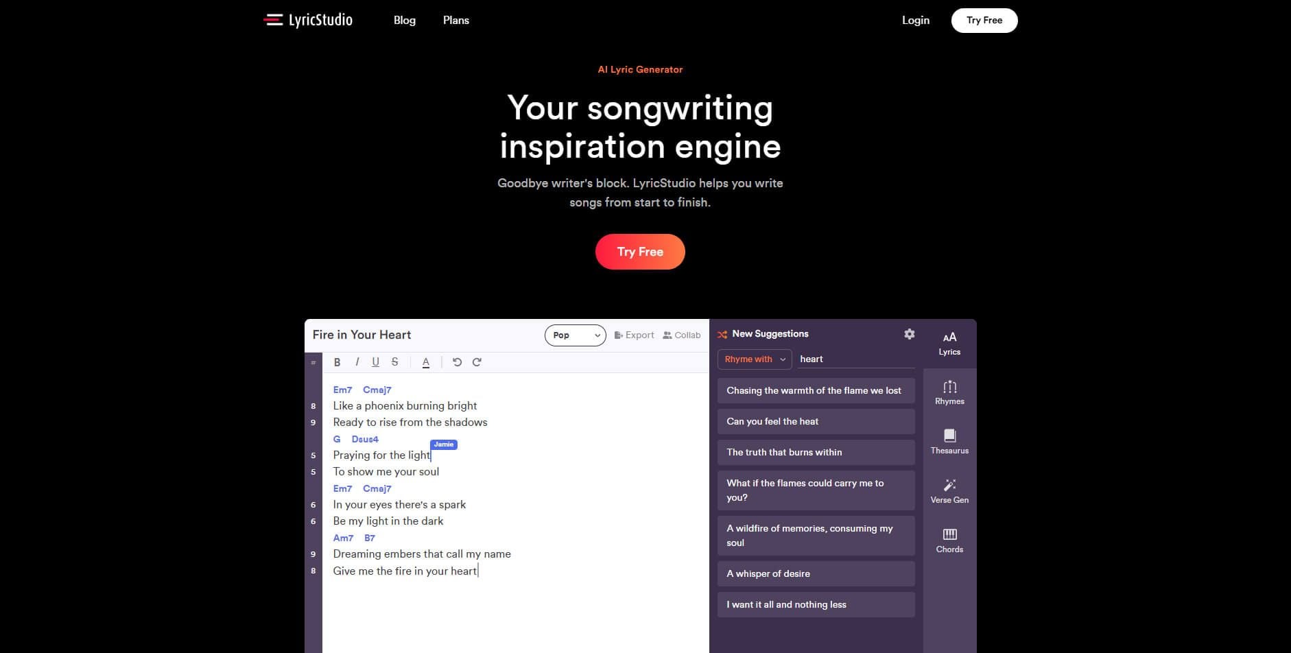 08 AI song lyrics generator