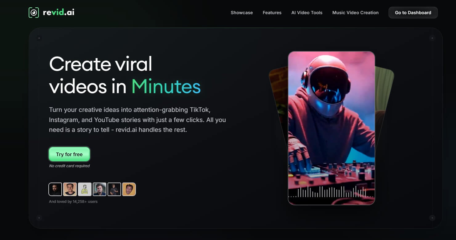 Revid free AI video maker with music