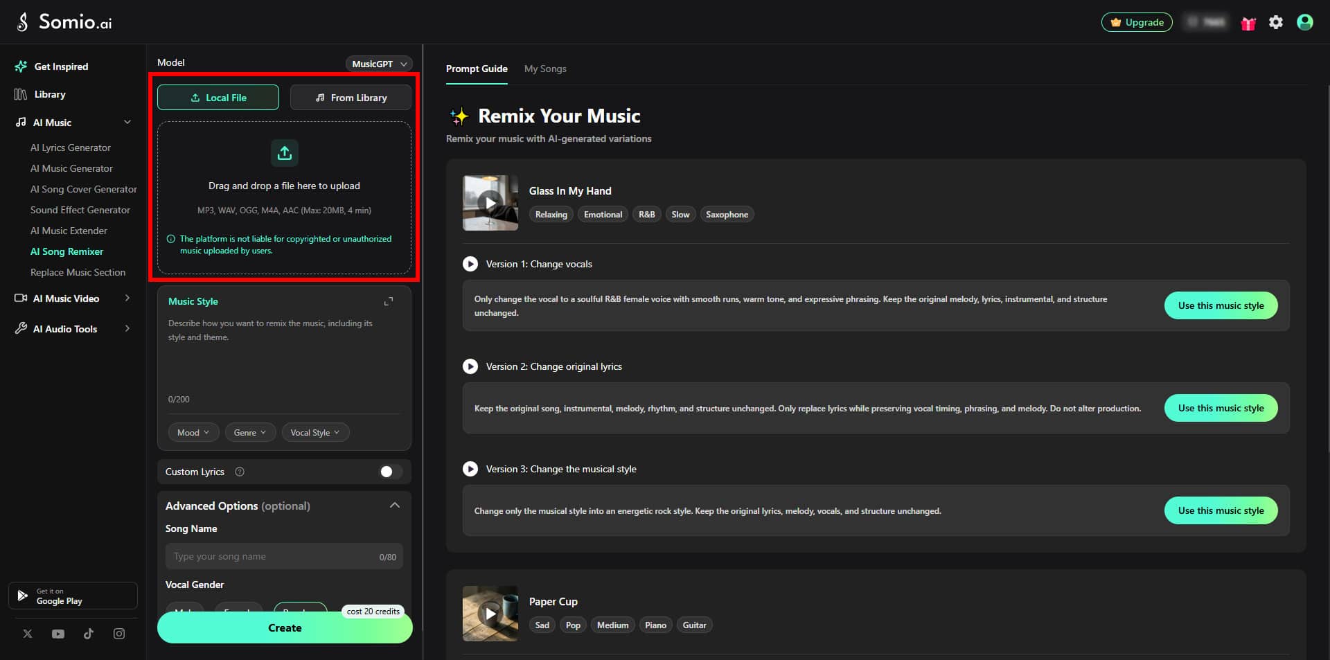 05 Upload or Select a Song