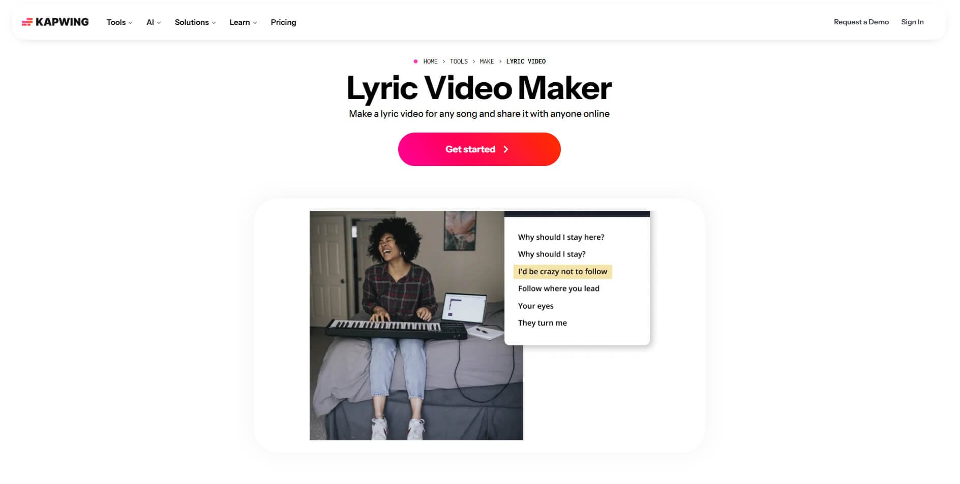 08 Kapwing online lyric video maker