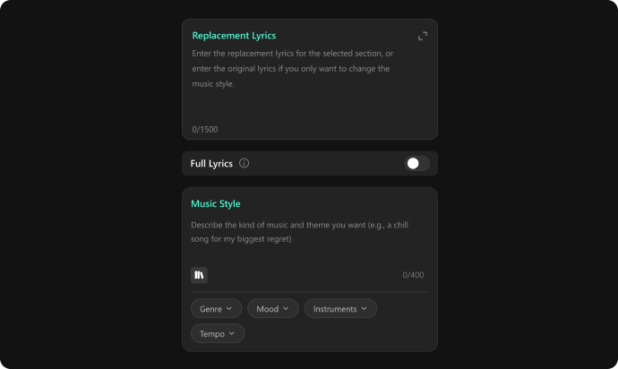 Add Lyrics & Music Style