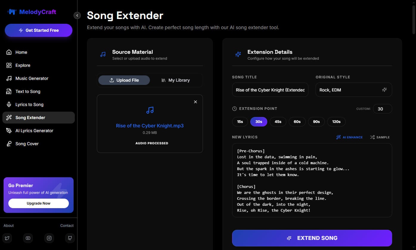 Melodycraft AI song continuer