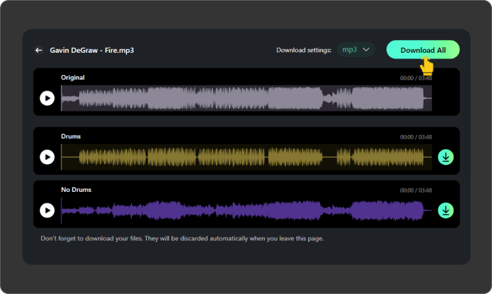 Preview and Download Drumless or Drum-Only Tracks