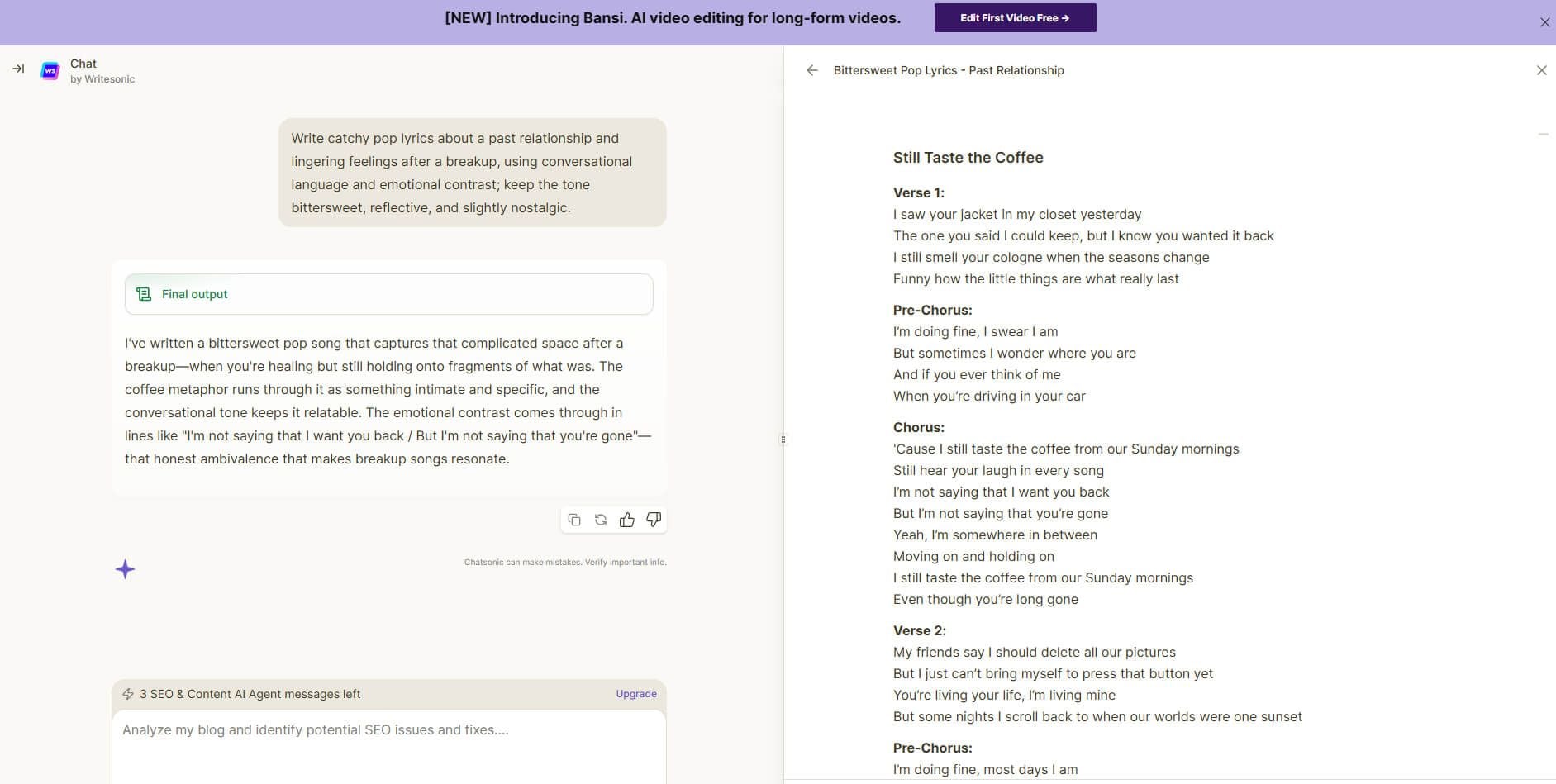 09 Writesonic AI lyrics generator