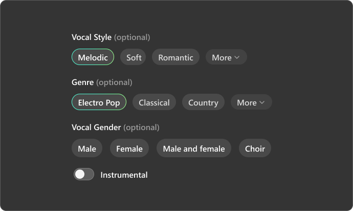 Customize Vocal & Music Style