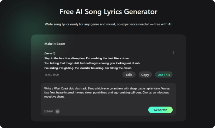 Generate Rap Lyrics Instantly
