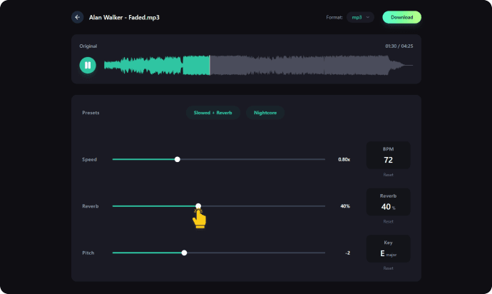 Adjust Slowed Speed & Reverb Settings