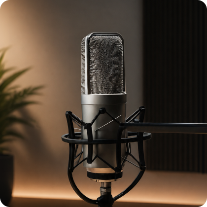 Podcast microphone for royalty-free podcast music