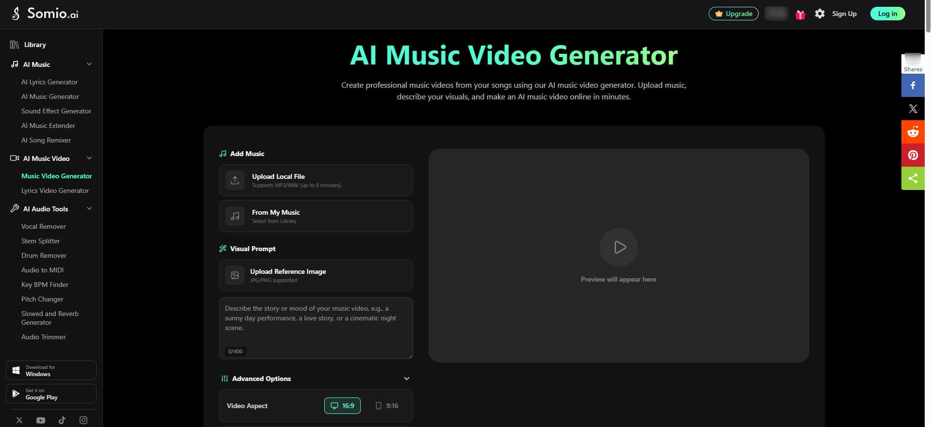 Somio free ai music video generator