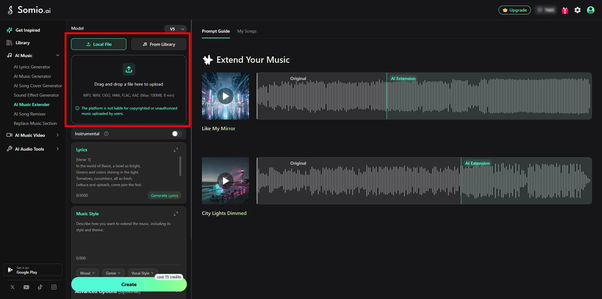 01 Upload or Select a Song