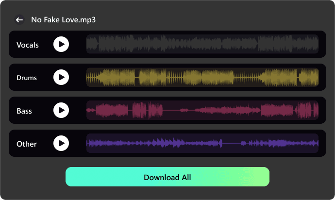 Preview, download stems or full mix