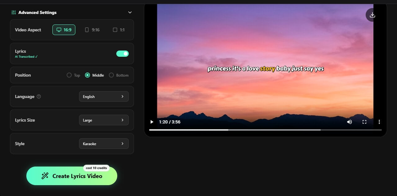 05 Preview and download your lyric video