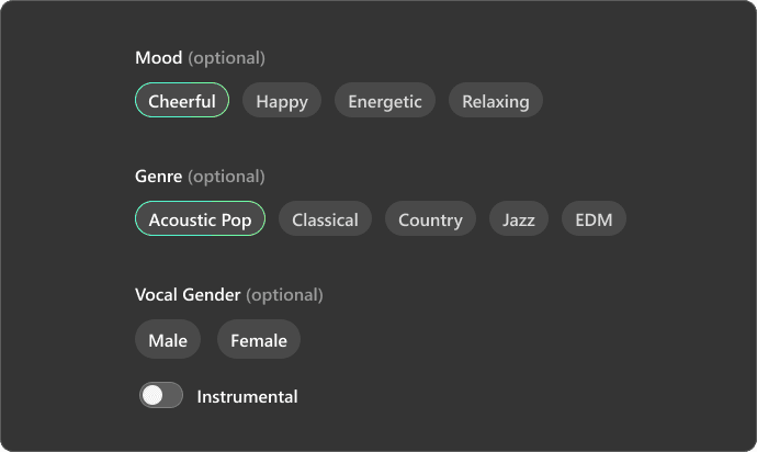 Choose the Mood, Style, and Sound