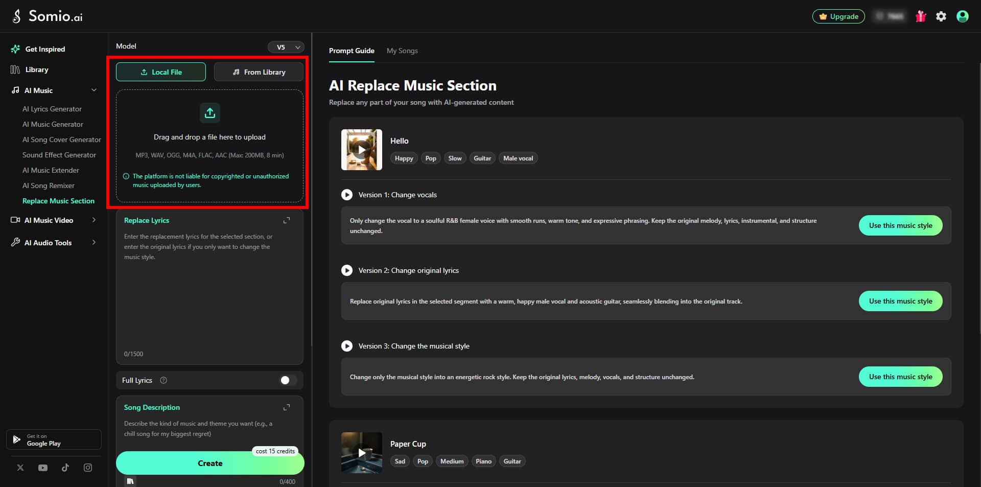 08 Upload or Select a Song
