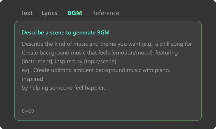 Enter Your Mood, Theme, or Track Description